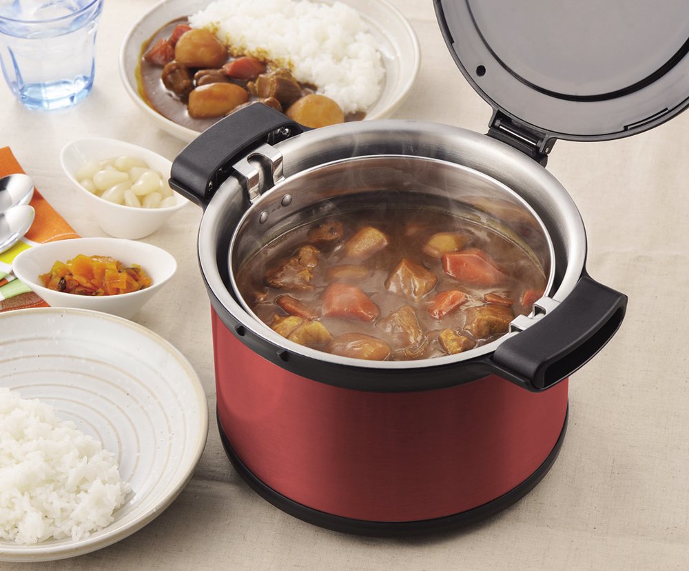 Amazon｜パール金属 エコック 真空 保温 調理 鍋 3.2L レッド H-8099